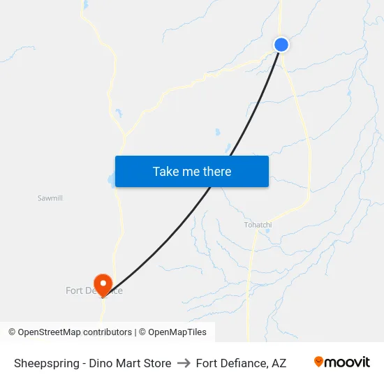 Sheepspring - Dino Mart Store to Fort Defiance, AZ map