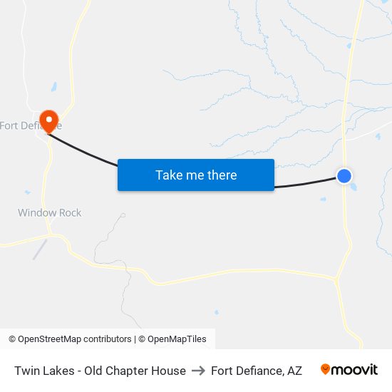 Twin Lakes - Old Chapter House to Fort Defiance, AZ map