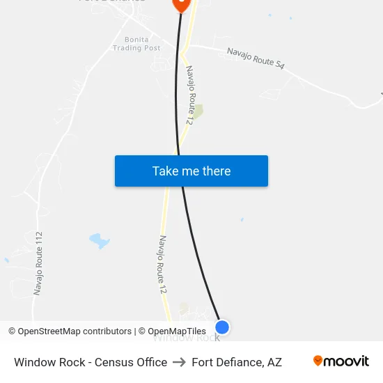 Window Rock - Census Office to Fort Defiance, AZ map