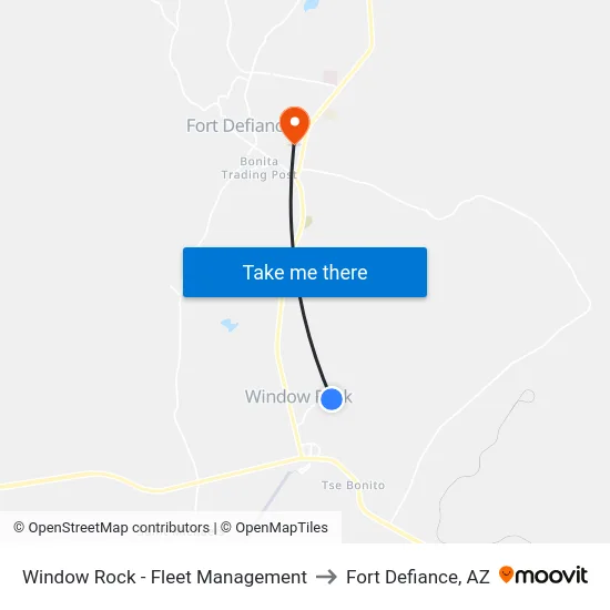 Window Rock - Fleet Management to Fort Defiance, AZ map