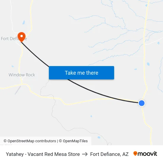 Yatahey - Vacant Red Mesa Store to Fort Defiance, AZ map