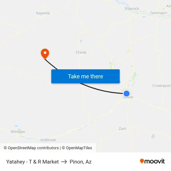 Yatahey - T & R Market to Pinon, Az map