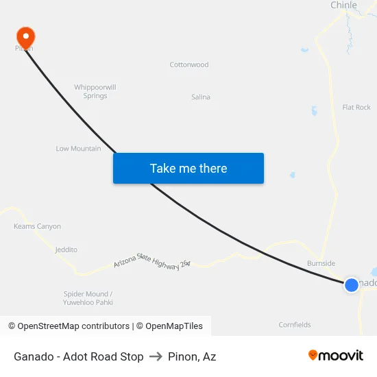 Ganado - Adot Road Stop to Pinon, Az map