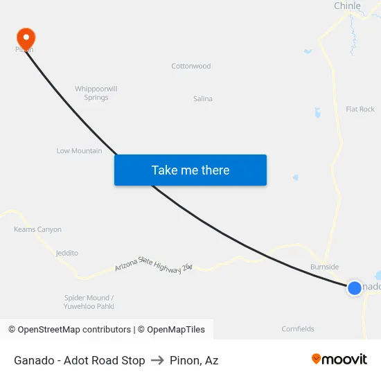 Ganado - Adot Road Stop to Pinon, Az map