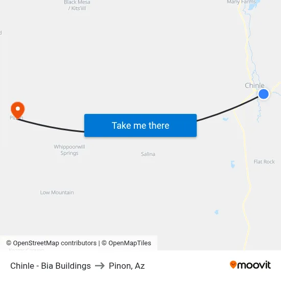 Chinle - Bia Buildings to Pinon, Az map