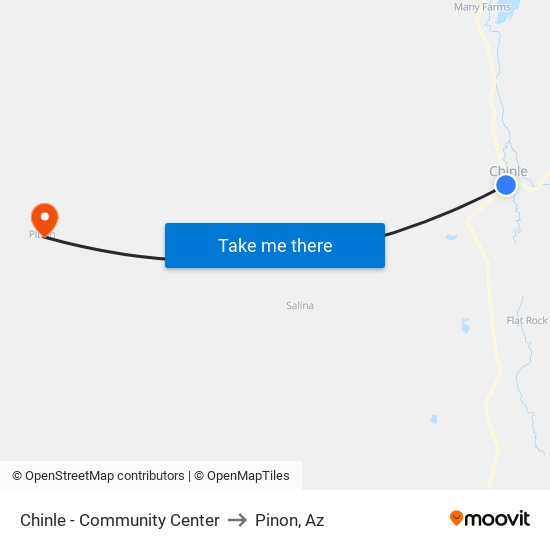 Chinle - Community Center to Pinon, Az map