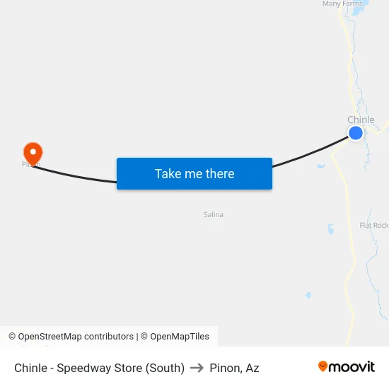 Chinle - Speedway Store (South) to Pinon, Az map