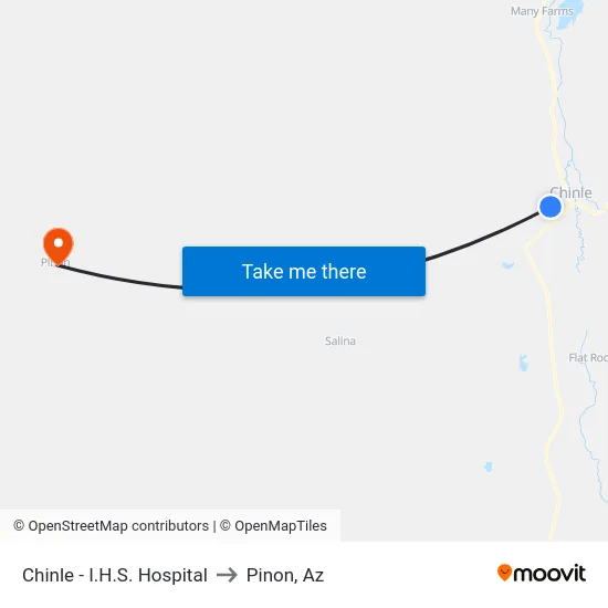 Chinle - I.H.S. Hospital to Pinon, Az map