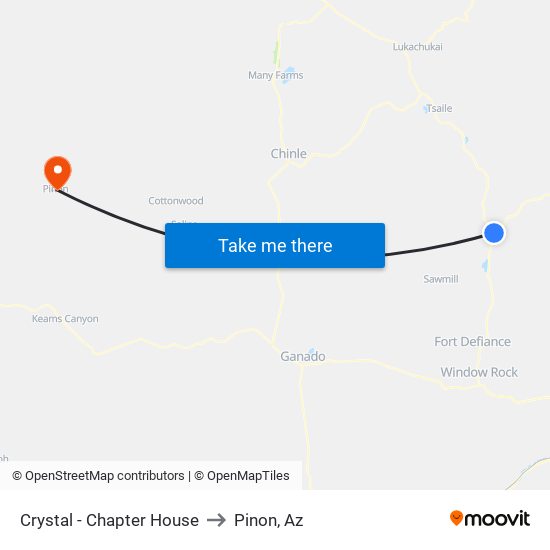 Crystal - Chapter House to Pinon, Az map