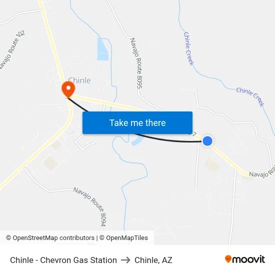 Chinle - Chevron Gas Station to Chinle, AZ map