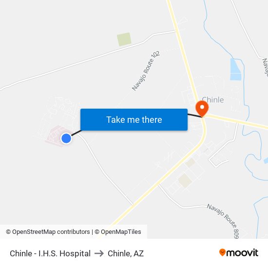 Chinle - I.H.S. Hospital to Chinle, AZ map