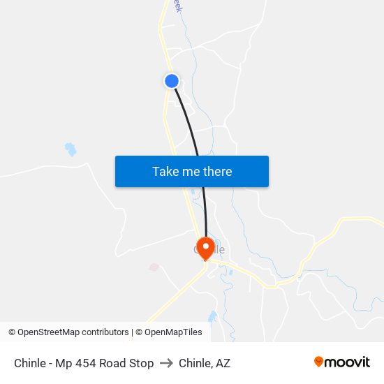 Chinle - Mp 454 Road Stop to Chinle, AZ map