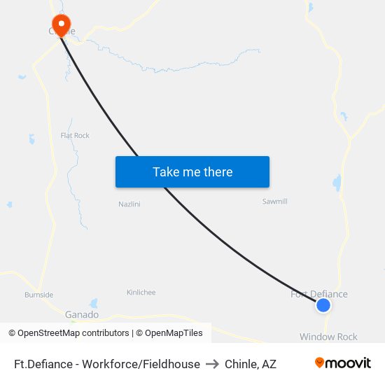 Ft.Defiance - Workforce/Fieldhouse to Chinle, AZ map