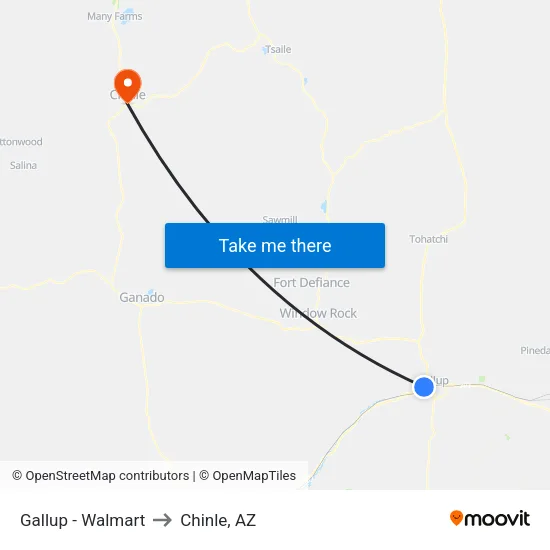 Gallup - Walmart to Chinle, AZ map