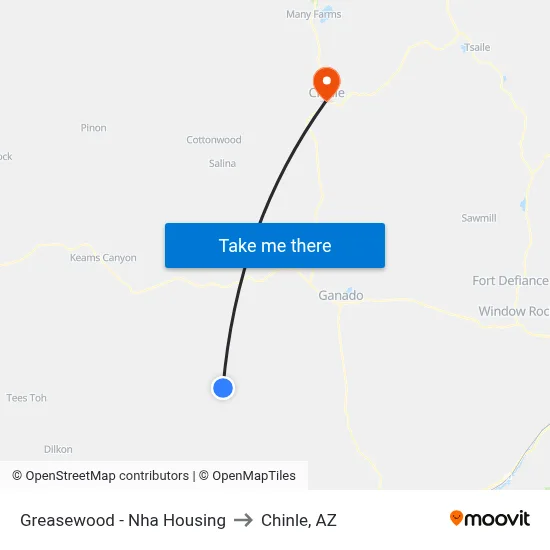 Greasewood - Nha Housing to Chinle, AZ map