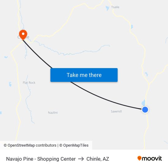 Navajo Pine - Shopping Center to Chinle, AZ map