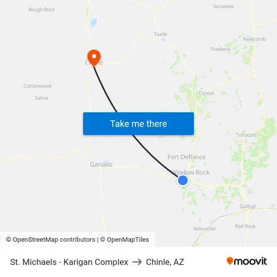 St. Michaels - Karigan Complex to Chinle, AZ map