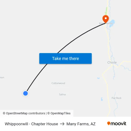 Whippoorwill - Chapter House to Many Farms, AZ map
