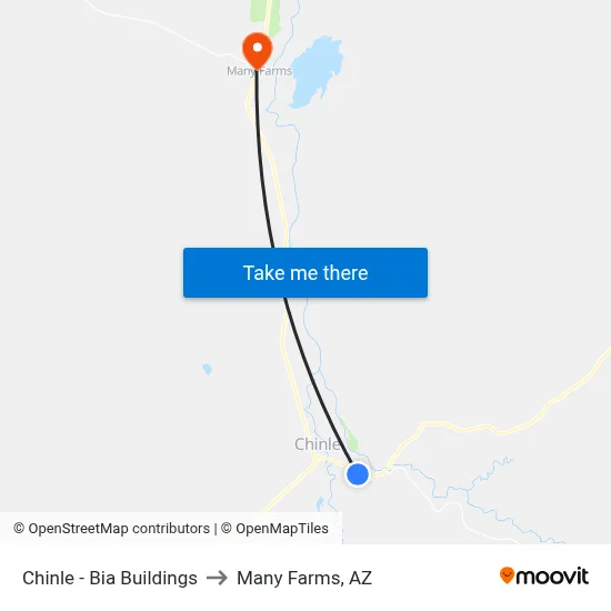 Chinle - Bia Buildings to Many Farms, AZ map