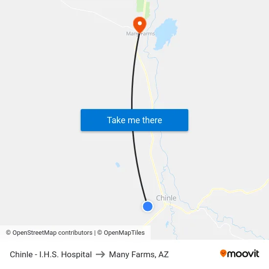 Chinle - I.H.S. Hospital to Many Farms, AZ map
