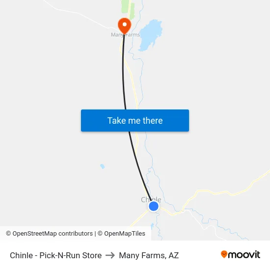 Chinle - Pick-N-Run Store to Many Farms, AZ map
