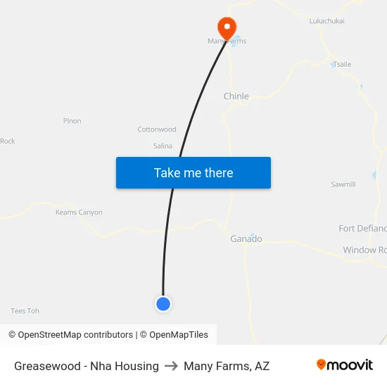 Greasewood - Nha Housing to Many Farms, AZ map