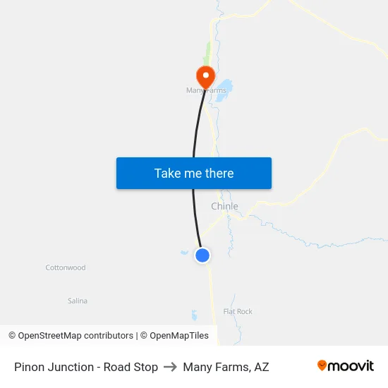 Pinon Junction - Road Stop to Many Farms, AZ map