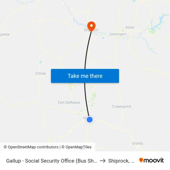 Gallup - Social Security Office (Bus Shelter) to Shiprock, NM map