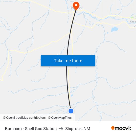 Burnham - Shell Gas Station to Shiprock, NM map