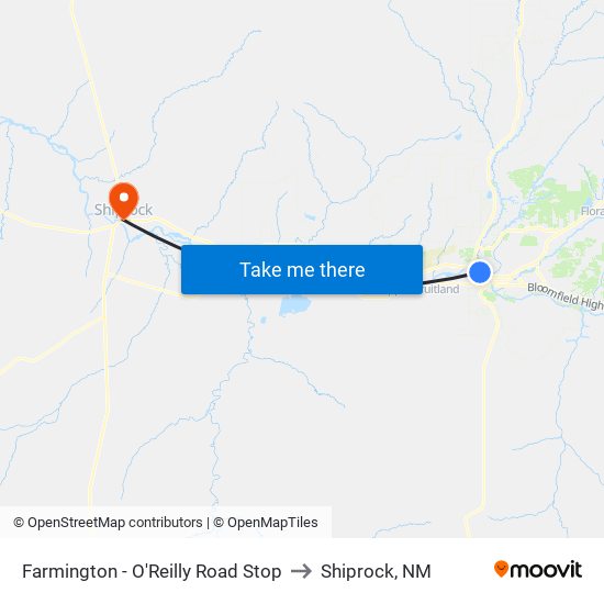 Farmington - O'Reilly Road Stop to Shiprock, NM map