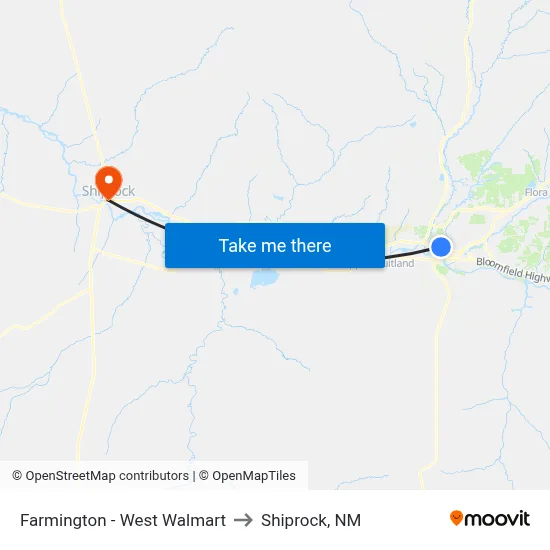 Farmington - West Walmart to Shiprock, NM map