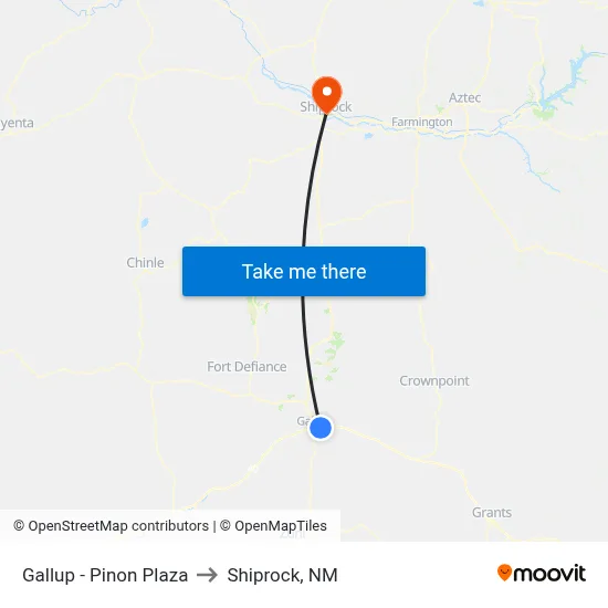 Gallup - Pinon Plaza to Shiprock, NM map