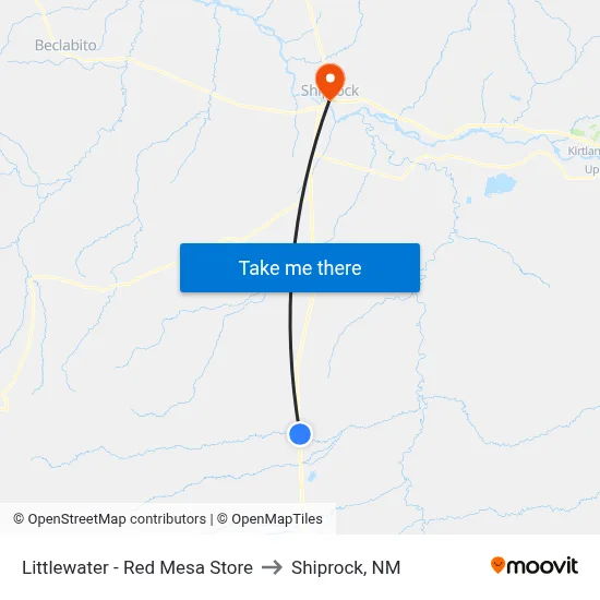 Littlewater - Red Mesa Store to Shiprock, NM map