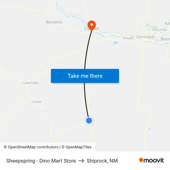 Sheepspring - Dino Mart Store to Shiprock, NM map