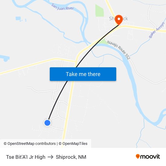 Tse Bit'A'I Jr High to Shiprock, NM map