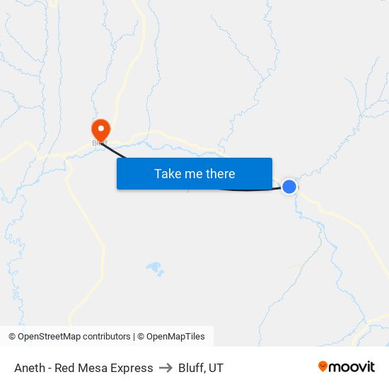 Aneth - Red Mesa Express to Bluff, UT map