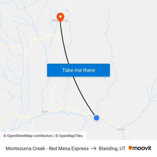 Montezuma Creek - Red Mesa Express to Blanding, UT map