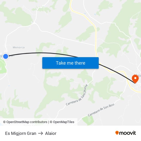 Es Migjorn Gran to Alaior map