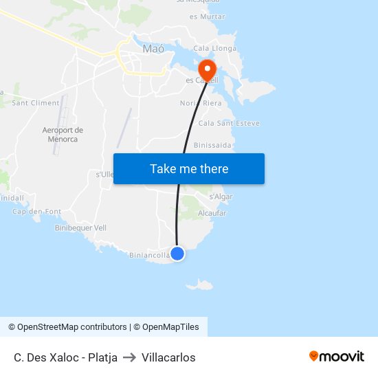 C. Des Xaloc - Platja to Villacarlos map