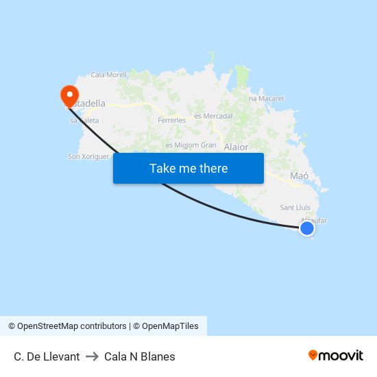 C. De Llevant to Cala N Blanes map
