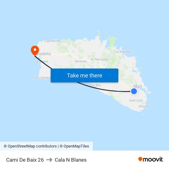 Cami De Baix 26 to Cala N Blanes map