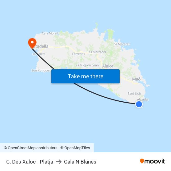 C. Des Xaloc - Platja to Cala N Blanes map