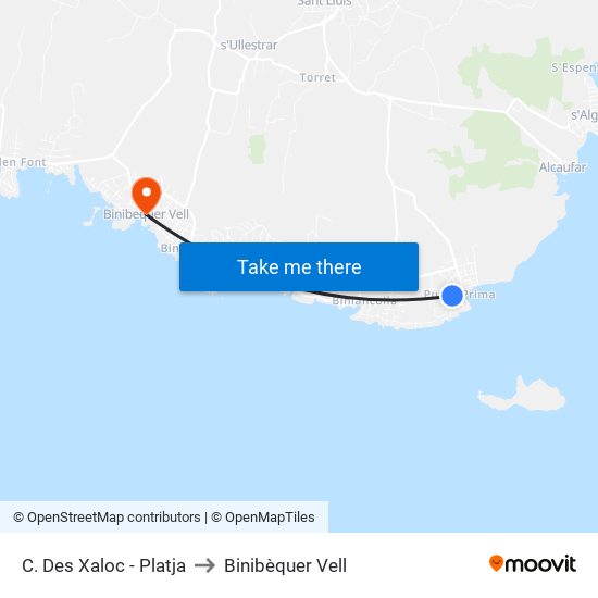C. Des Xaloc - Platja to Binibèquer Vell map