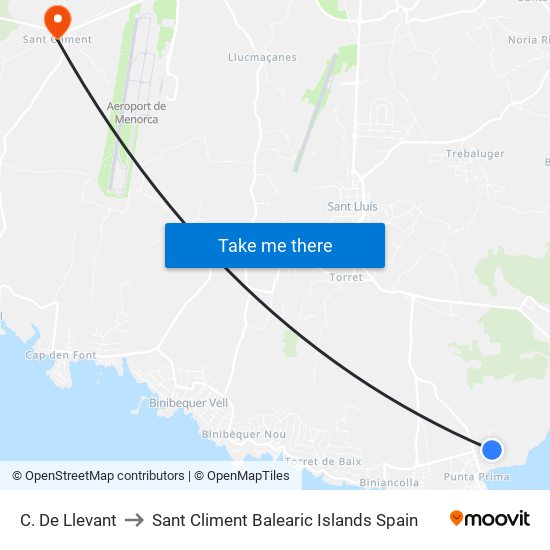 C. De Llevant to Sant Climent Balearic Islands Spain map