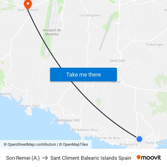 Son Remei (A.) to Sant Climent Balearic Islands Spain map