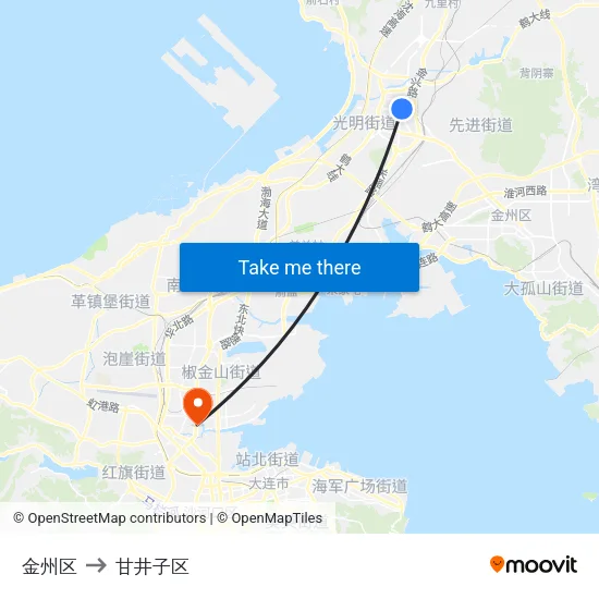 金州区 to 甘井子区 map