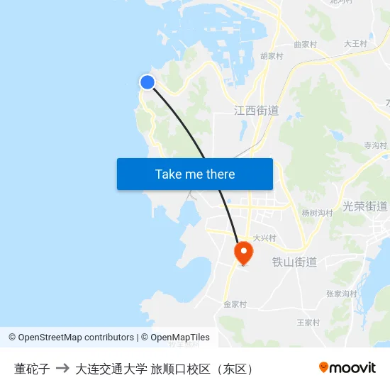 董砣子 to 大连交通大学 旅顺口校区（东区） map