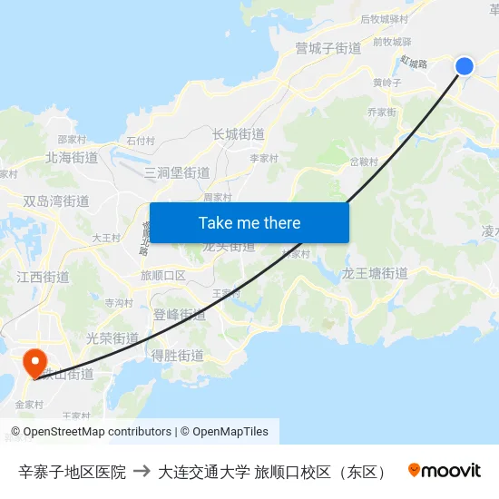 辛寨子地区医院 to 大连交通大学 旅顺口校区（东区） map