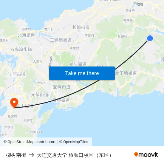 柳树南街 to 大连交通大学 旅顺口校区（东区） map