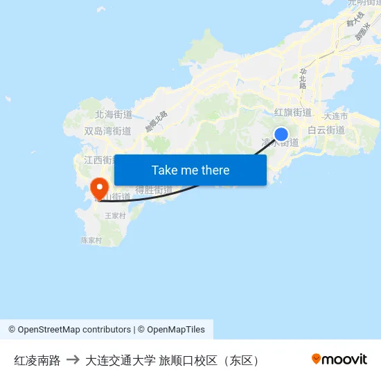 红凌南路 to 大连交通大学 旅顺口校区（东区） map